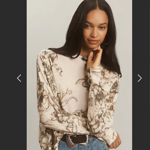 NWT Anthropologie Alani Cashmere Mock-Neck Sweater by Pilcro: Printed Edition XL - Picture 3 of 5